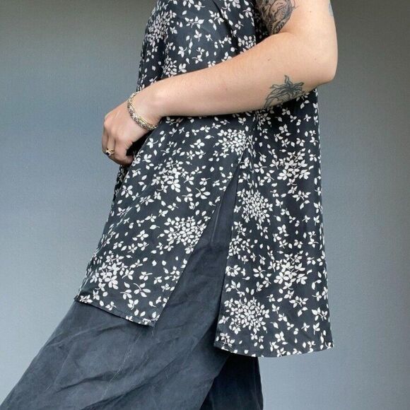 Vintage Diana D'or Dark Gray 100% Silk Sleeveless Floral Top and Trouser Set L - Picture 8 of 12